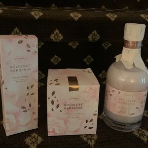 THYMES GOLDLEAF GARDENIA Fragrance Set (Candle/Hand Cream/Bubble Bath)